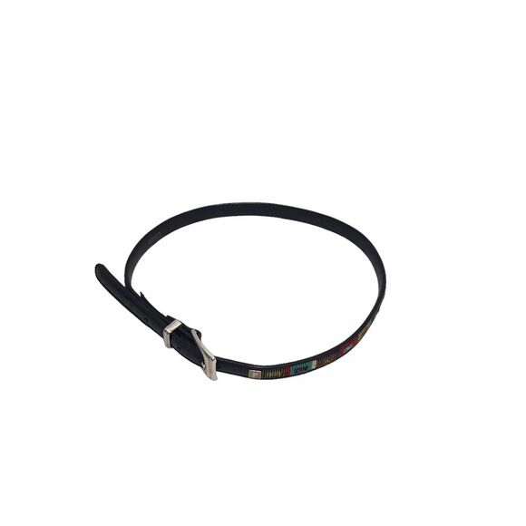 Brighton Vintage Black‎ Leather Seed Beaded Belt L Size 34